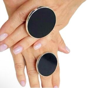 7.5 8 Handmade Ring Black Onyx Gem Solid 925 Sterling Silver Gemstone Fine Art